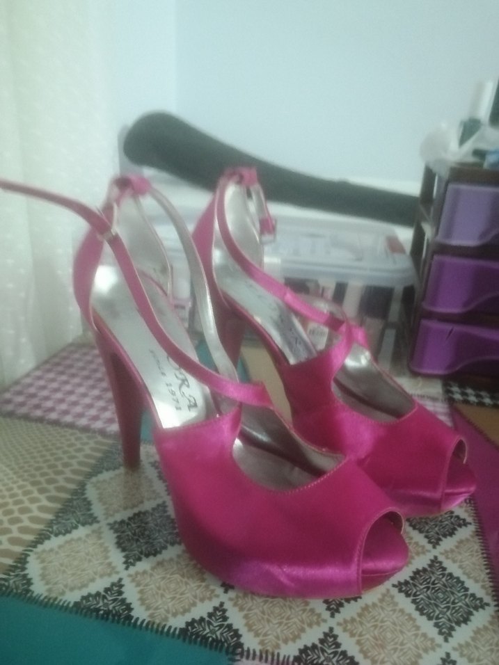 Pembe Yüksek Topuklu Kadın Abiye Ayakkabı - Görsel 2