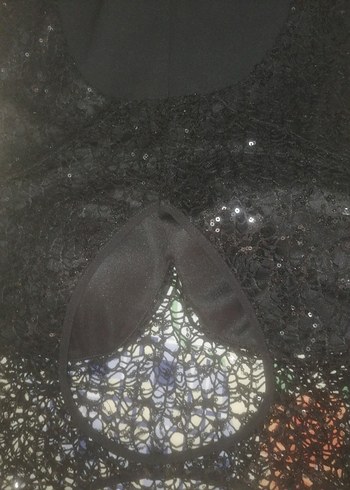 Siyah Straplez Mini Parlak Abiye Elbise - Görsel 2