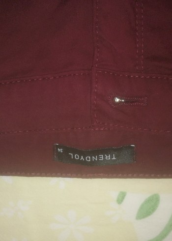 Bordo Düğmeli Kadın Kumaş Pantolon - Görsel 3