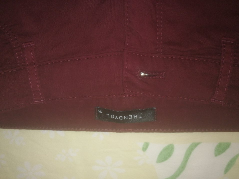 Bordo Düğmeli Kadın Kumaş Pantolon - Görsel 3