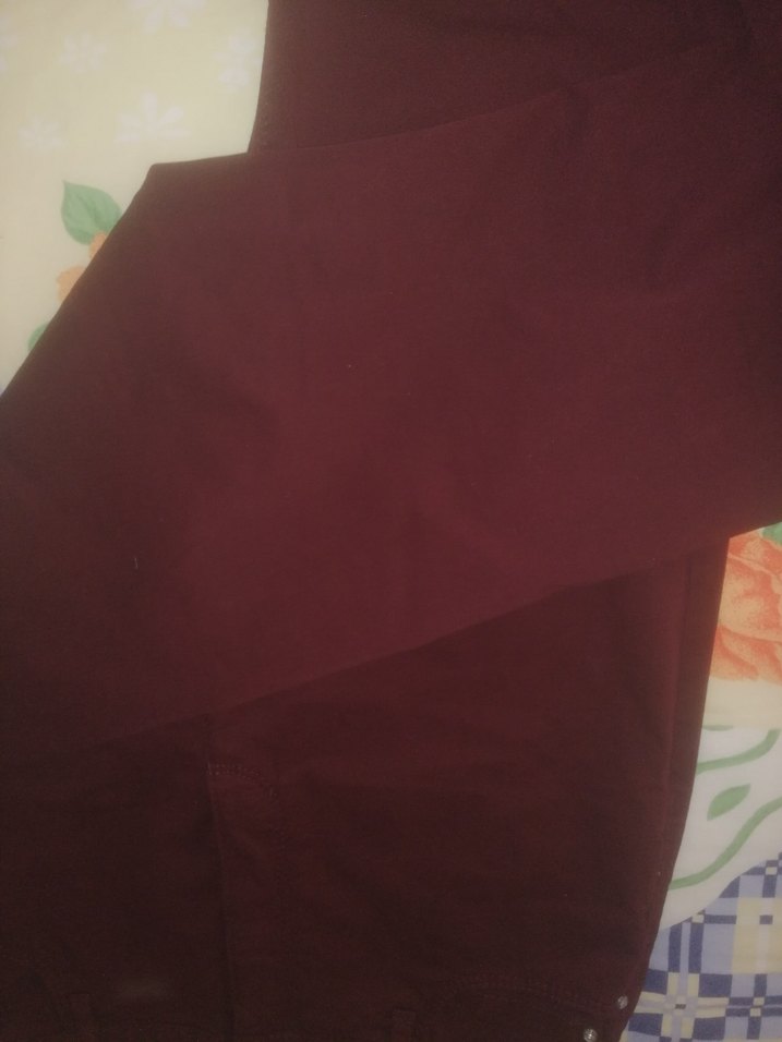 Bordo Düğmeli Kadın Kumaş Pantolon - Görsel 4