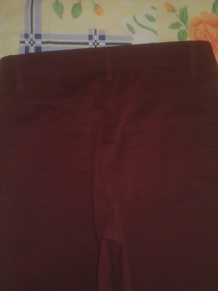 Bordo Düğmeli Kadın Kumaş Pantolon - Görsel 2