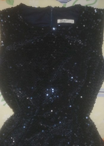 LACİVERT Payetli Midi Abiye Elbise - Görsel 2