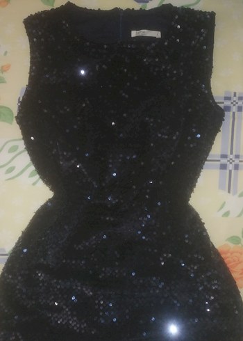 LACİVERT Payetli Midi Abiye Elbise - Görsel 3