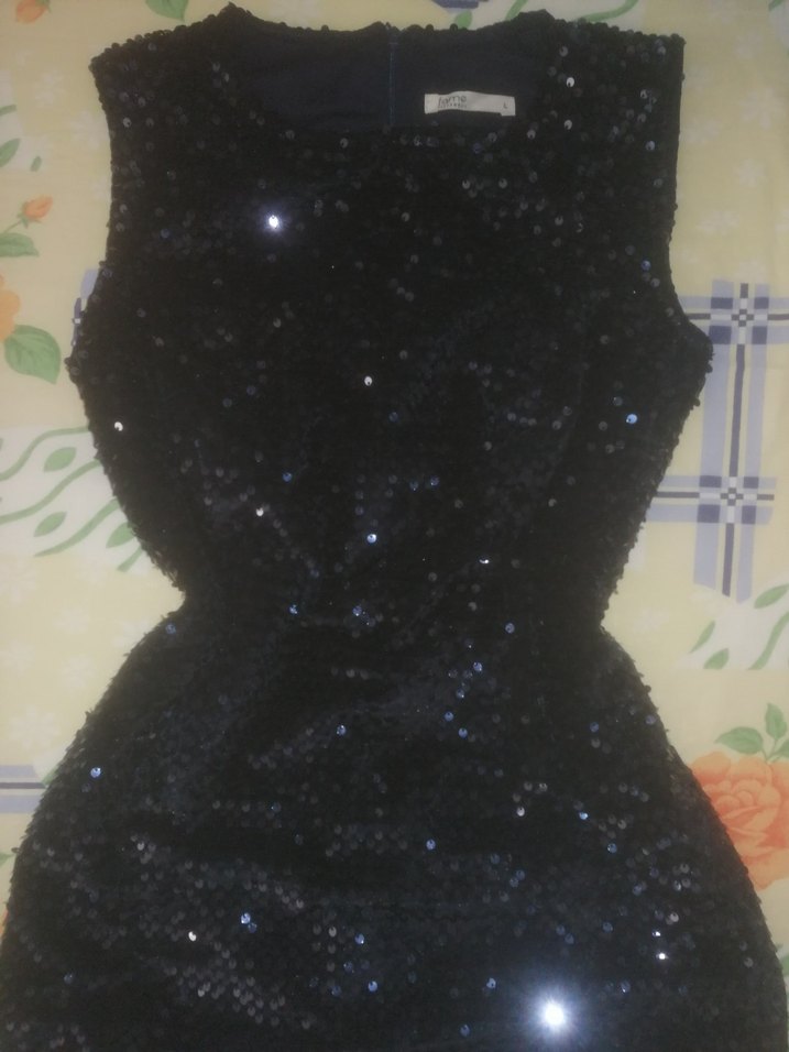 LACİVERT Payetli Midi Abiye Elbise - Görsel 3