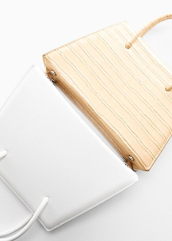 Bej Deri Yılan Desenli Kadın Çanta - Görsel 2