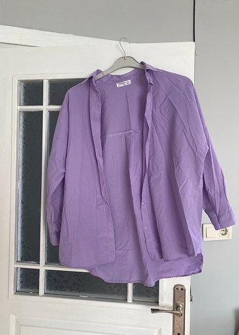 Kadın Mor Keten Gömlek - Görsel 2