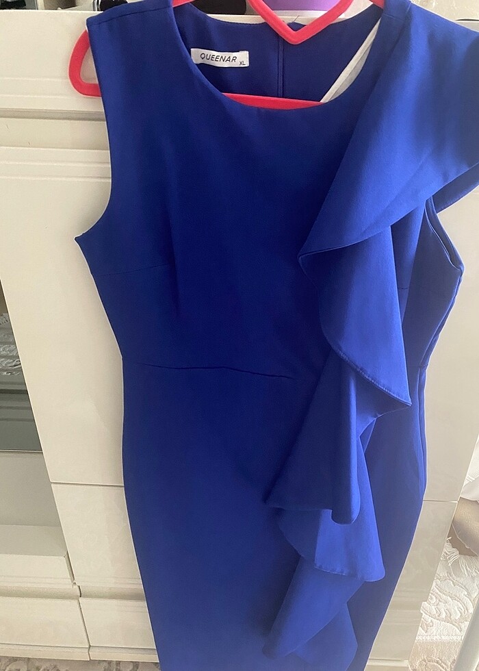 Bayan mavi elbise - Görsel 4