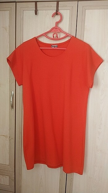 46 Beden turuncu Renk Bayan günlük kisa elbise