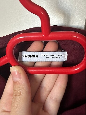 s Beden bordo Renk Bershka vücuda oturan Gömlek