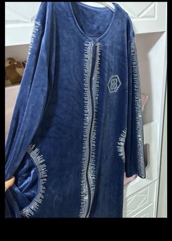 Lacivert Kadın Pilili Uzun Kadife takım - Görsel 7