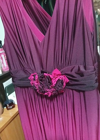 Uzun Mor Straplez Gotik Abiye Elbise - Görsel 5