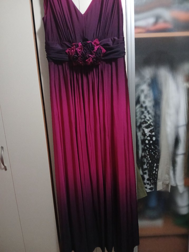 Uzun Mor Straplez Gotik Abiye Elbise - Görsel 2