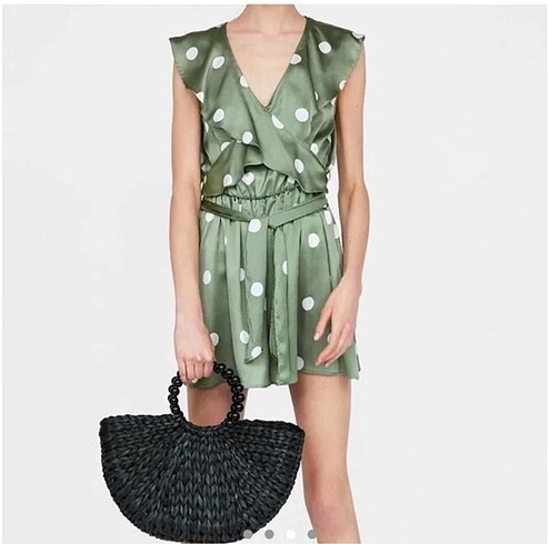 xs Beden yeşil Renk Zara saten tulum