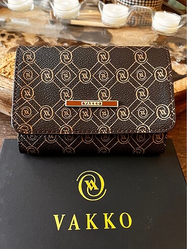 #Vakko Monogram Kahve -Bej Cüzdan