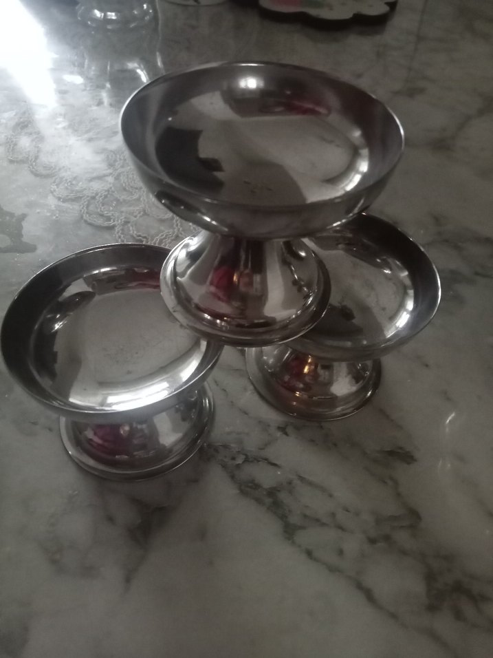 Paslanmaz Çelik Ayaklı 3'lü Dondurma Kasesi 10cm - Görsel 4