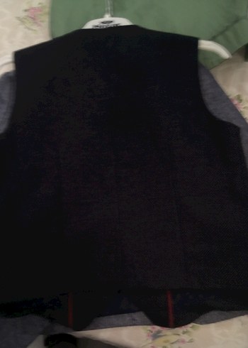 Gri Klasik yün ceket ve lacivert yelek - Görsel 9