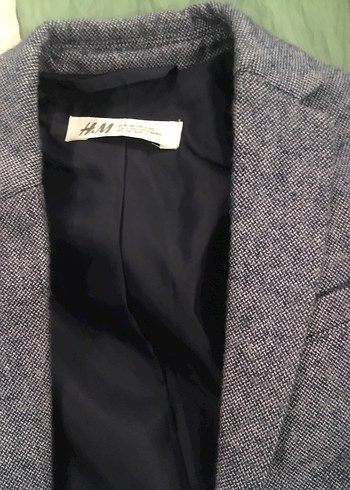 Gri Klasik yün ceket ve lacivert yelek - Görsel 4