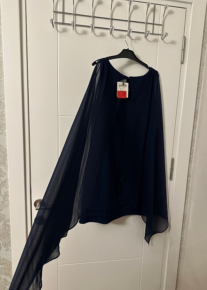 Lacivert mini şifon elbise - Görsel 2