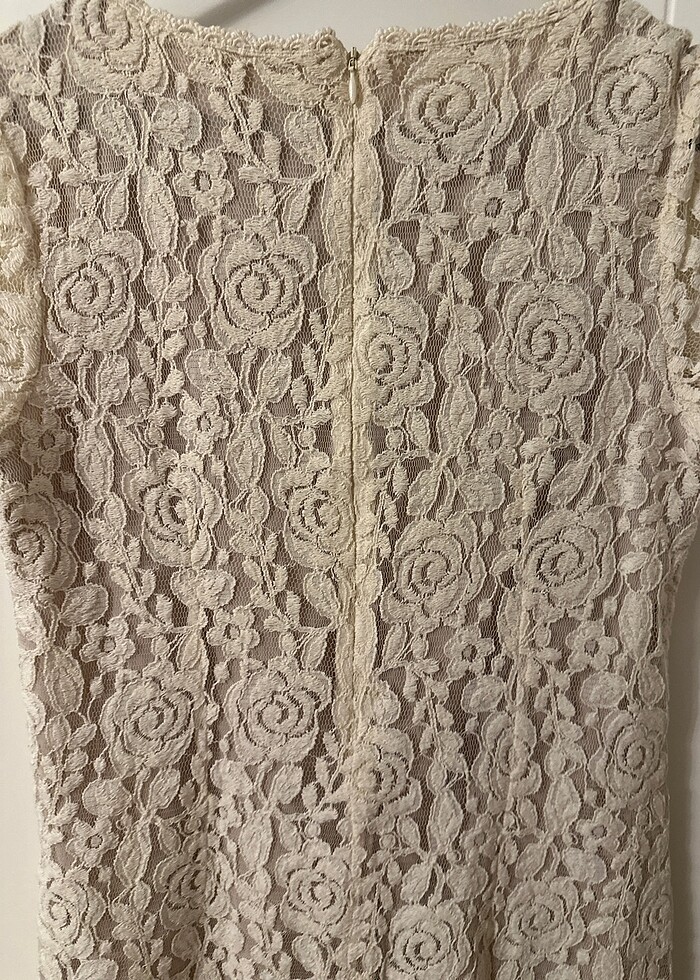 Krem dantel mini davet elbisesi - Görsel 3