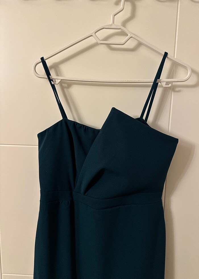 Petrol yeşili midi davet elbisesi - Görsel 2