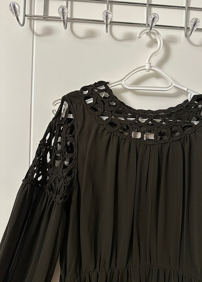 Haki şifon elbise - Görsel 2