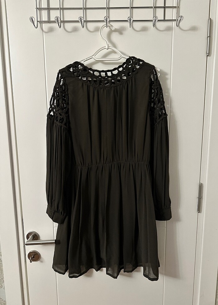 Haki şifon elbise - Görsel 3