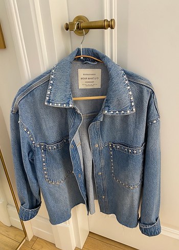 Düğmeli Mavi Denim Kadın Ceket