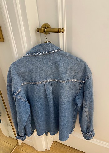 xs Beden mavi Renk Düğmeli Mavi Denim Kadın Ceket