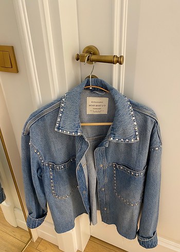 xs Beden Düğmeli Mavi Denim Kadın Ceket