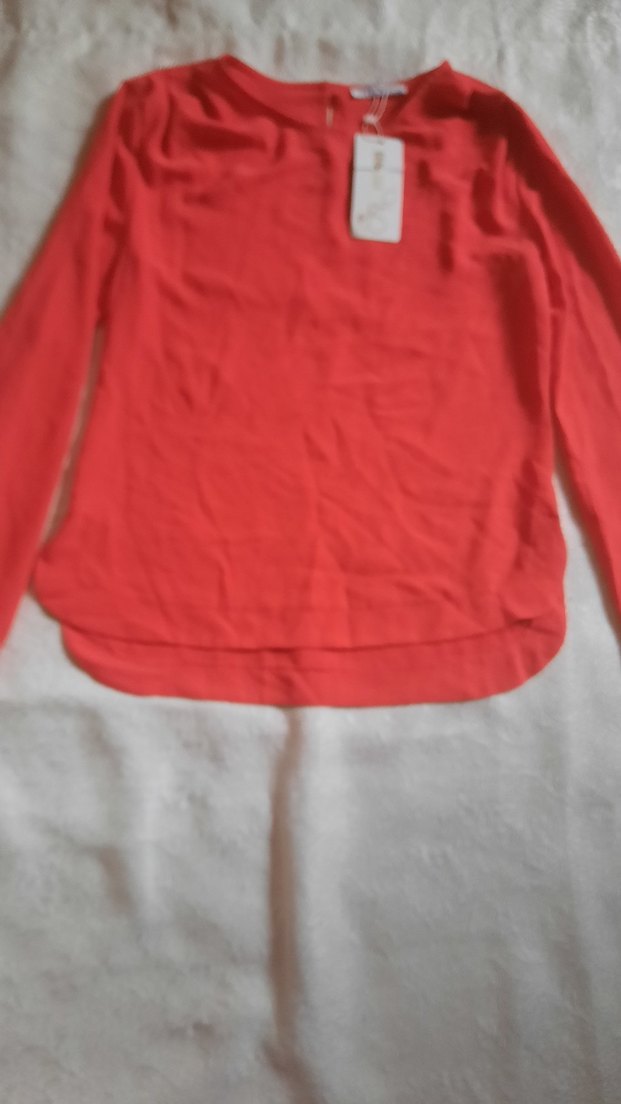 Kadın Kırmızı Uzun Kollu Salaş Bluz - Görsel 2