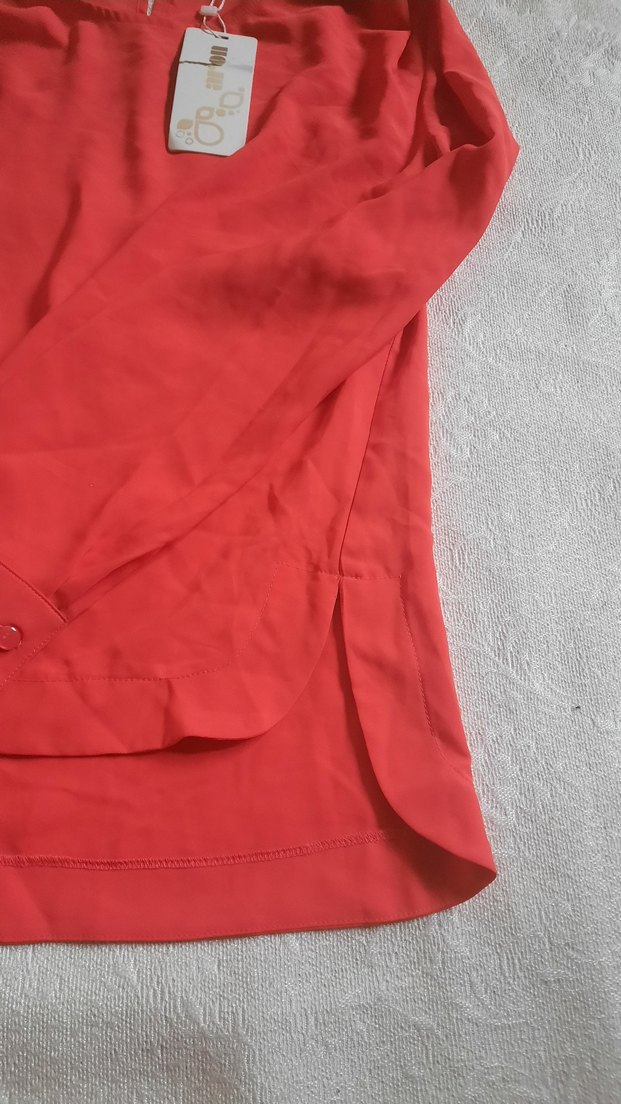 Kadın Kırmızı Uzun Kollu Salaş Bluz - Görsel 5