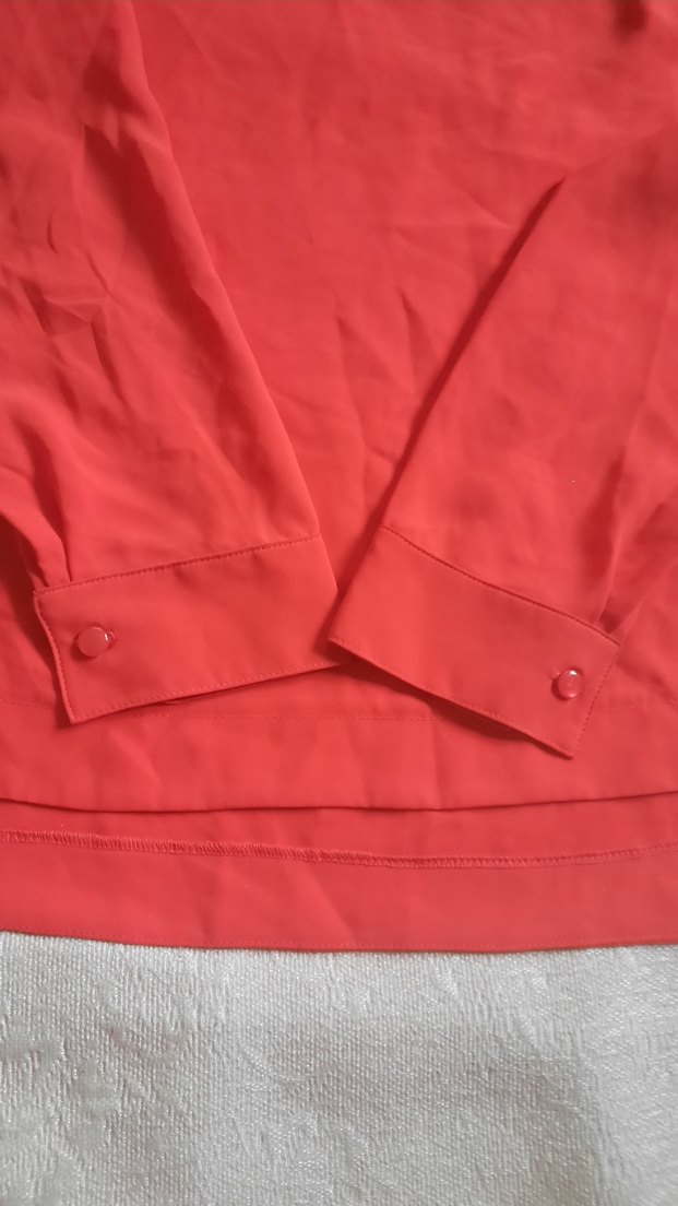 Kadın Kırmızı Uzun Kollu Salaş Bluz - Görsel 3