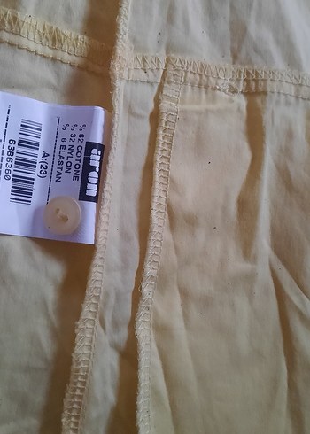 Sarı Kısa Kollu Keten   Gömlek  Elbise - Görsel 7