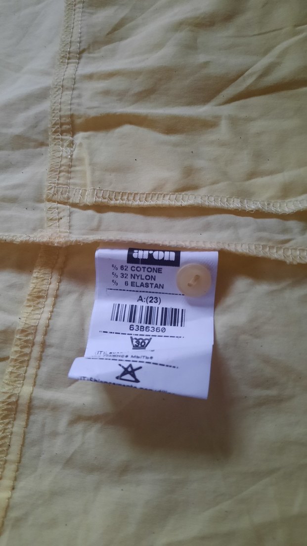 Sarı Kısa Kollu Keten   Gömlek  Elbise - Görsel 5