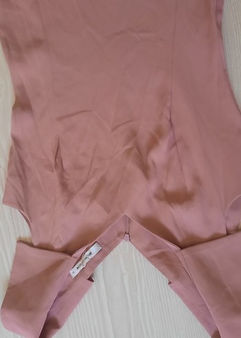 Pudra Rengi Midi V Yaka Kolsuz Elbise - Görsel 5