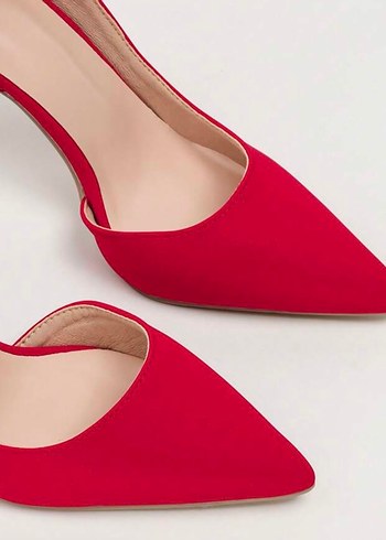 Kırmızı Süet Stiletto Topuklu Kadın Ayakkabı - Görsel 9