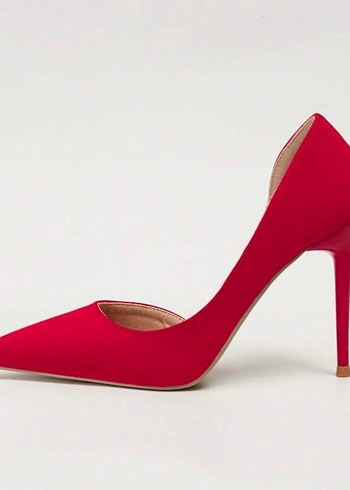 Kırmızı Süet Stiletto Topuklu Kadın Ayakkabı - Görsel 8