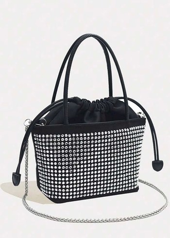 Bej Parlak İşlemeli Deri Kadın Çanta - Görsel 9