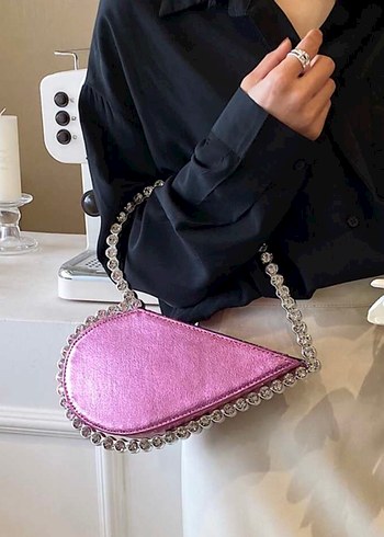 Bej Parlak İşlemeli Deri Kadın Çanta - Görsel 4