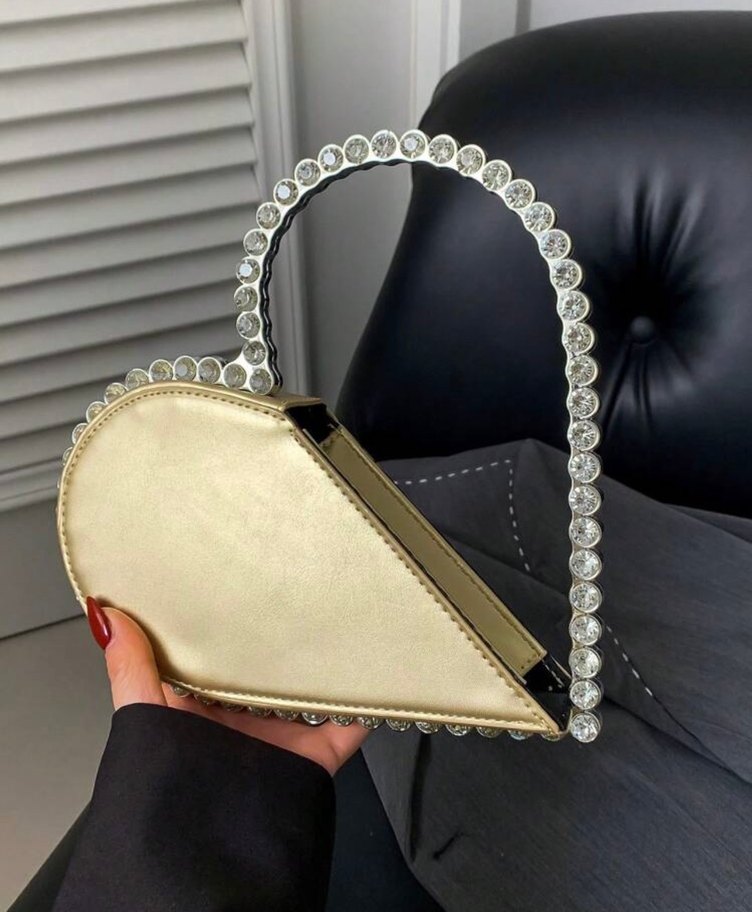 Bej Parlak İşlemeli Deri Kadın Çanta - Görsel 2