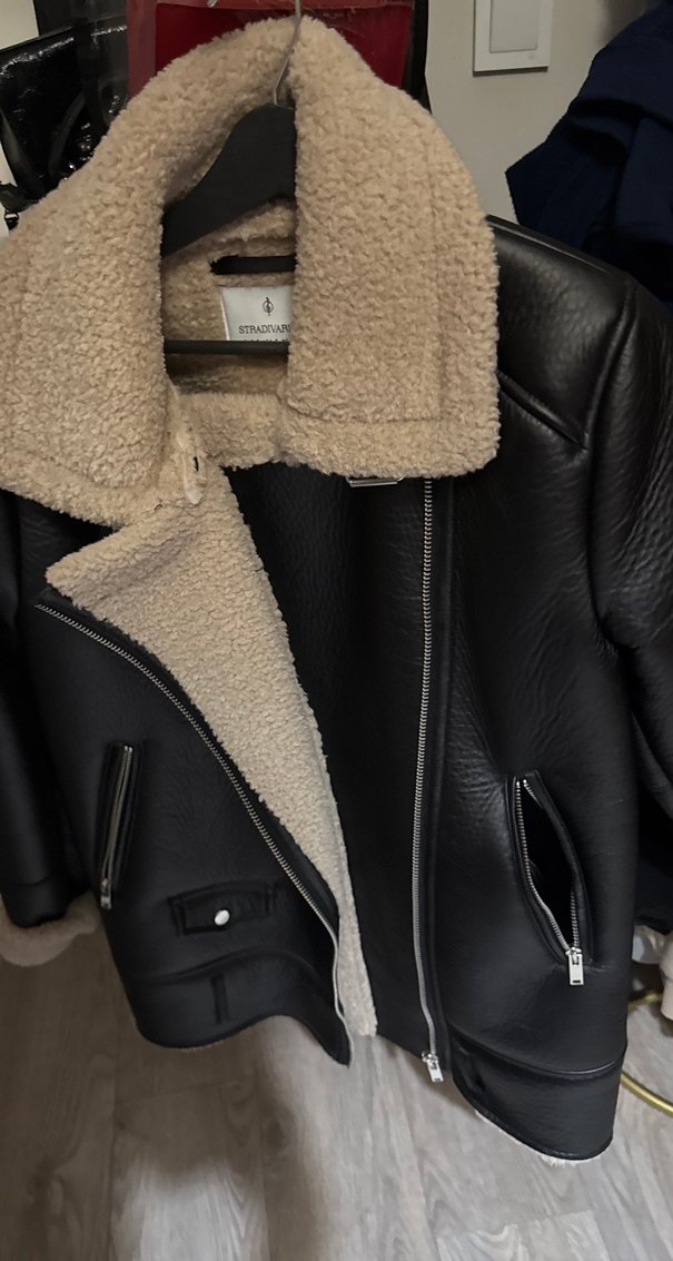 Kürklü Kahverengi Deri Biker Ceket - Görsel 2