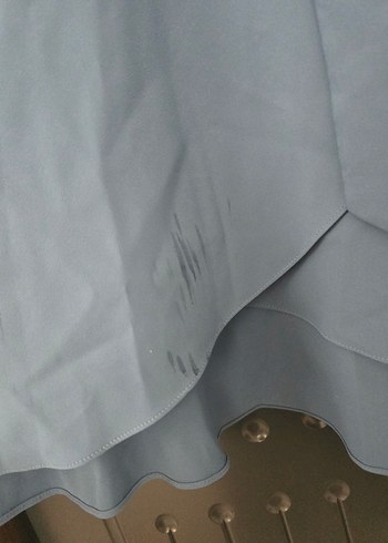 38 Beden Uzun Kollu, Drapeli Mavi Kadın Elbise