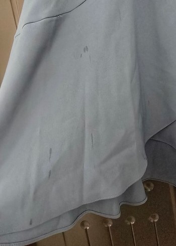 38 Beden mavi Renk Uzun Kollu, Drapeli Mavi Kadın Elbise