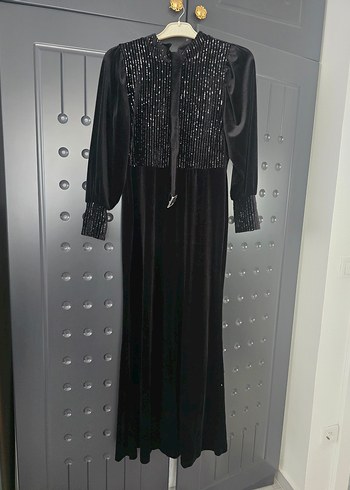 Siyah Payetli Uzun Gotik Elbise