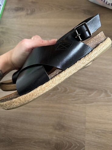 39 Beden siyah Renk Yargıcı Espadril Deri Sandalet
