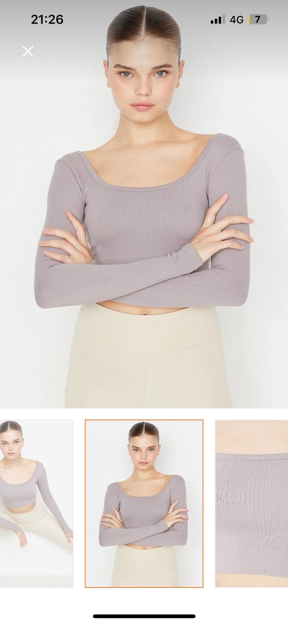 Esnek örme crop - Görsel 2