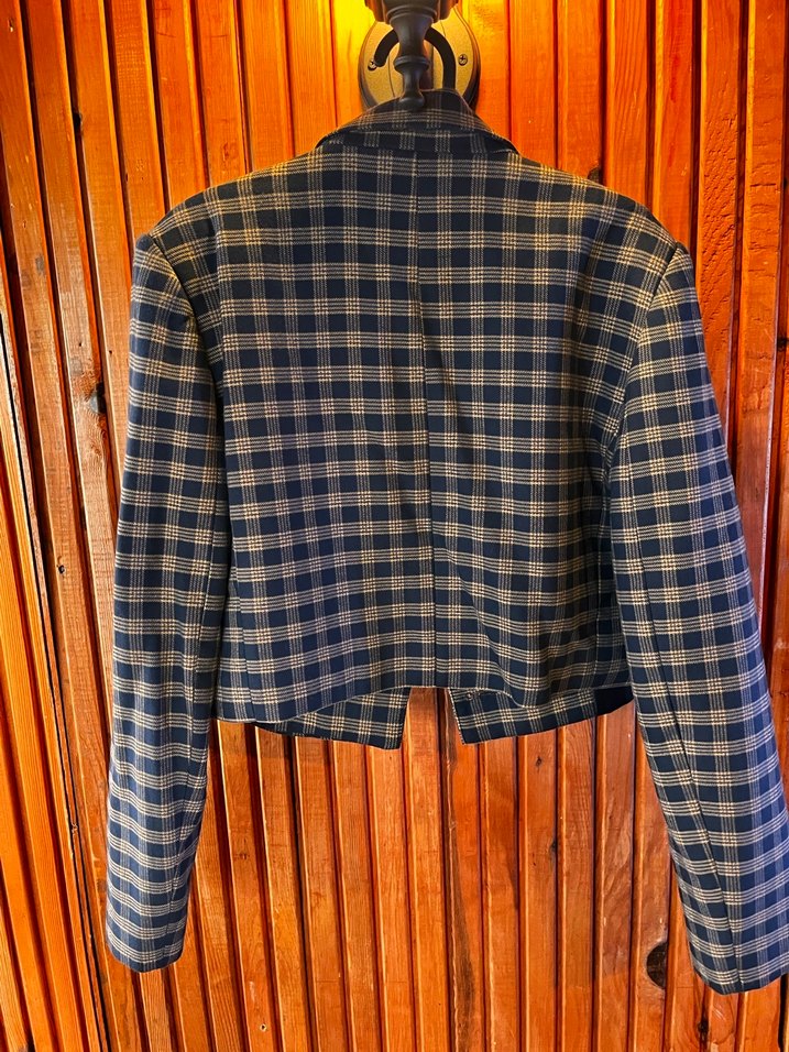 Düğmeli Kareli Midi Kadın Ceket - Görsel 3