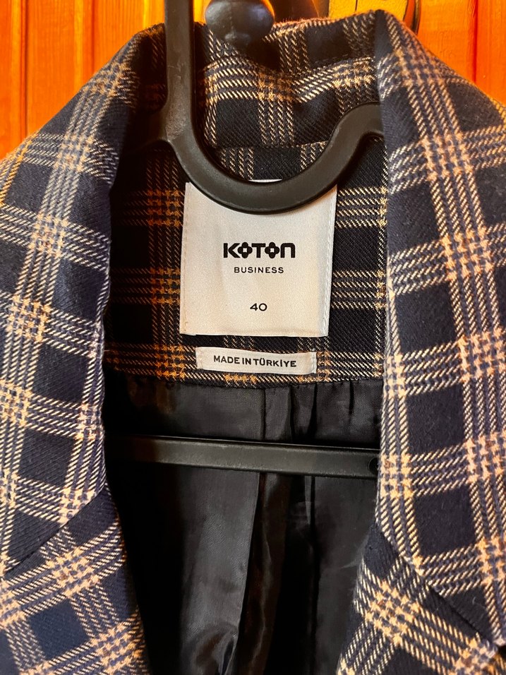 Düğmeli Kareli Midi Kadın Ceket - Görsel 2