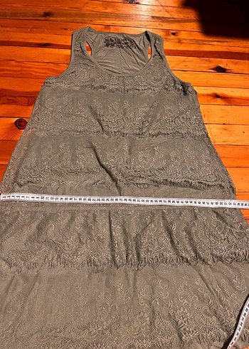 Yeşil dantelli elbise - Görsel 4